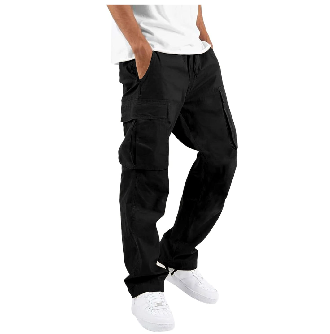 THWEI Mens Cargo Pants Casual Joggers Athletic Pants Cotton Loose Straight Sweatpants, 3XL
