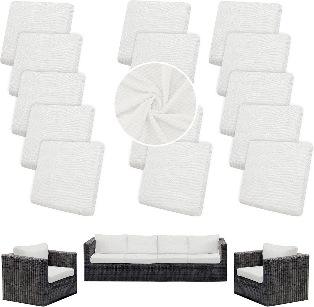 Outdoor Cushion Covers Set,14PCS Patio Furniture Couch Seat Slipcovers, Replacement for Sofa Sectional Chair(Cover，Only)