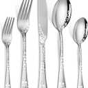 40 Piece Silverware Set, Stainless Steel Flatware Cutlery Set Service for 8, Mirror Polished Tableware Eating Utensils Set for Home Kitchen, Include Knife Fork Spoon Set, Dishwasher Safe