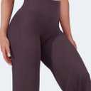 VOYJOY Straight Leggings Bottoms Wide Leg Pants for Women 29"/ 31.5"/33"/35" High Waist Stretch Casual Sweatpants (Purple, L)