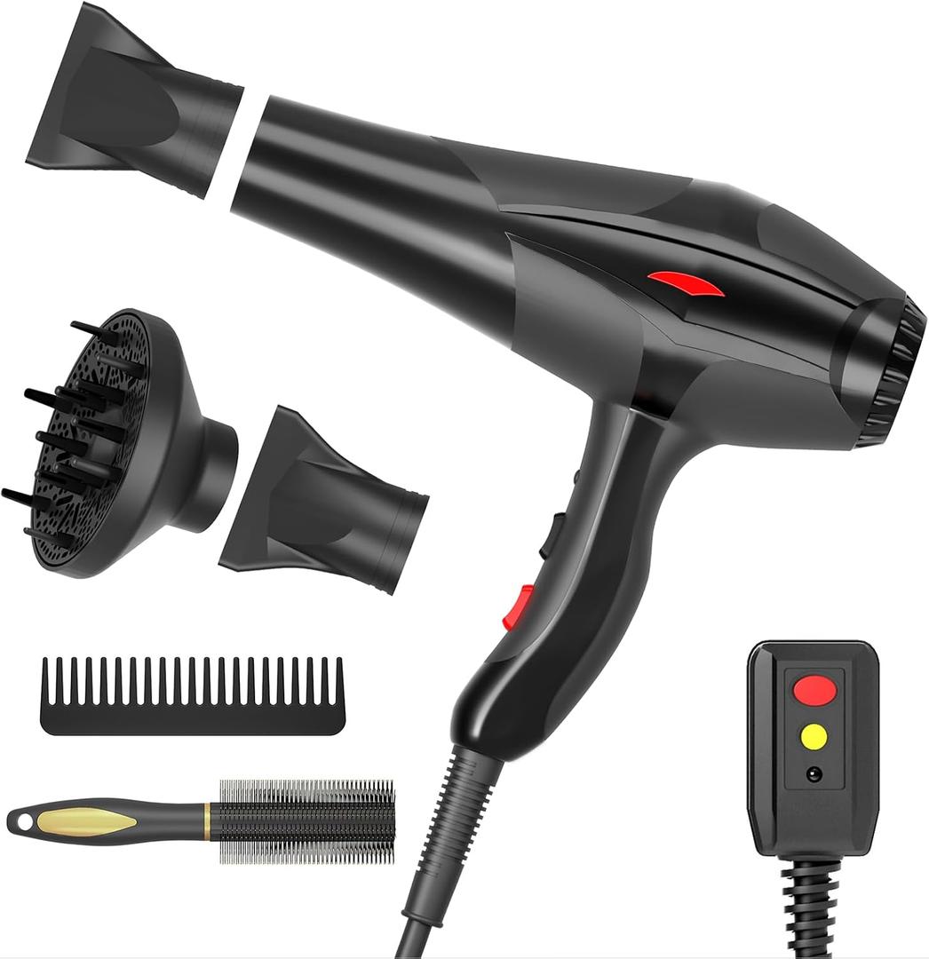 Hair Dryer Professional Ionic Salon Hair Dryer 2400W Powerful Fast-Drying Blue Light Ionic Hair Dryers with Diffuser, AC Motor Constant Temperature Quiet Ion Dryers for Women Men