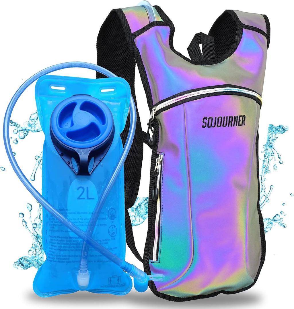 Sojourner Rave Hydration Pack - Hydration Backpack - Hydropack with 2L Bladder - Water Backpack for Festivals, Hiking, Running, Biking and More (One Size, Glow Green)