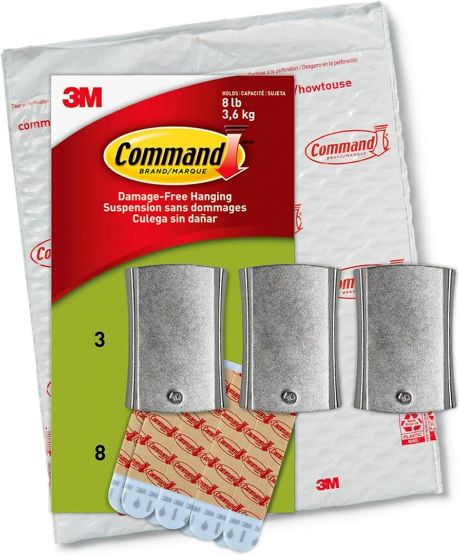 Command Universal Frame Hangers, Damage Free Hanging Picture Hangers, No Tools Frame Hanger for Living Spaces, 3 Metal Picture Frame Hangers and 8 Large Command Strips (Jumbo)