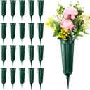 20 Pack Cemetery Vases with Spikes,Plastic Vases for Flowers,Grave Decorations for Cemetery,Grave Flower Holder,Memorial Floral Vase(Green)