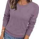 LILLUSORY Womens Sweaters Fall Fashion 2026 Lightweight Long Sleeve Knit Pullover Casual Trendy Tops Winter Clothes (Medium, Grey Purple)