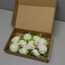 Gvhntk Ivory Rose Boutonniere for Men Wedding Set of 10 Groom Groomsmen Best Man Artificial Flowers Boutonniere for Wedding Ceremony Anniversary Prom Flowers Formal Dinner Party (10, White, Middle)