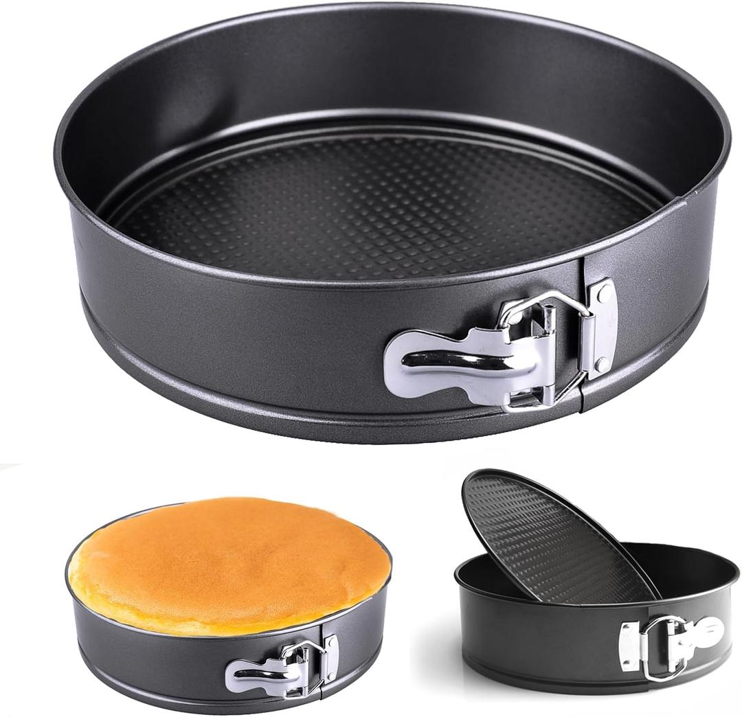 8 Inch Premium Non-stick Springform Pan, Leakproof Round Cheesecake Pan with Removable Bottom, Spring Form for Baking (Black)