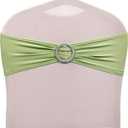 MDS Halloween Spandex Chair Sashes with Slider Buckle - 25 Pack, Universal Fit Elastic Stretch Chair Bands Ties for Haunted Banquets, Spooky Parties, Witchy Weddings & Events Decor - sage Green