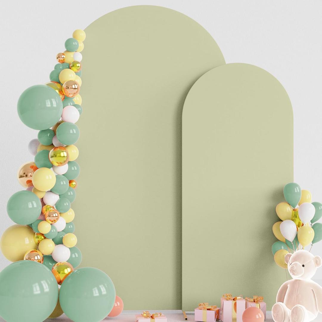 Wokceer Wedding Arch Backdrop Cover 7.2FT, 6FT Spandex Fitted Wedding Arch Stand Covers 2 Set Round Top Chiara Backdrop Stands Cover for Birthday Party Ceremony Banquet Decoration Sage Green Wokceer Wedding Arch Backdrop Cover 7.2FT, 6FT Spandex Fitted Wedding Arch Stand Covers 2 Set Round Top Chiara Backdrop Stands Cover for Birthday Party Ceremony Banquet Decoration Sage Green