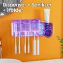 iHave Toothbrush Holder with Touchless Toothpaste Dispenser & UV Toothbrush Sanitizer for Bathrooms | 6-Slot Wall Mounted Organizer with Auto-Cycle Disinfection for Toothbrushes, Razor & 3 Cups