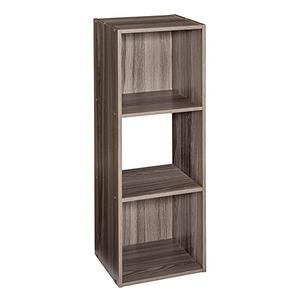 ClosetMaid Cubeicals 3 Cube Storage Shelf Organizer Bookshelf - Vertical/Horizontal, Easy Assembly - Natural Gray Wood Finish