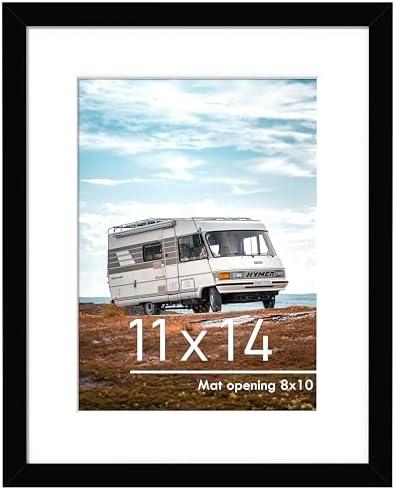 PEALSN 11x14 Picture Frame, Display Pictures 8 x 10 with Mat or 11 x 14 Without Mat for Wall Mounting Display, Photo Frames, Black, 2 Pack