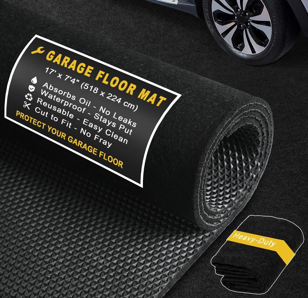 Heavy-Duty Garage Floor Mat 17' x 7'4" - Waterproof Garage Flooring for Cars & SUVs, Durable Garage Mats for Floor, Oil Spill Resistant Garage Mat, Easy-to-Clean Garage Rug for Floor, Oil Change Mat