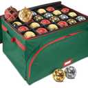 Jieting Christmas Ornament Storage Box with Dividers, 64-Ball Xmas Storage Container, 600D Oxford Christmas Balls Storage Containers with Zipper & Two Handles（Green）