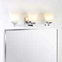JONATHAN Y 24" Chrome Modern Cottage LED Vanity Light Wall Sconce, Farmhouse Wall Lamp for Bathroom Mirror Kitchen, White Glass Shade, LED Bulb Included (JYL7524B)