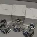 ECHFSM Glass Candlestick Holder, Striped Taper Candle Holders, Set of 6 Candle Stand for Table Centerpieces, Home Decor, Weddings, Festival and Parties (Silver Stripe)