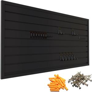 Yuzzy Slat Wall Paneling 2 x 4ft, Garage Slatwall Panel Wall Storage Systems, Heavy Duty PVC Garage Wall Organization (Black)