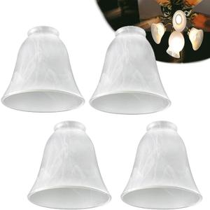 4 Pack Ceiling Fan Light Covers, Glass Ceiling Light Cover Transitional Style, Standard 2-1/8" Fitter Size Replacement Lamp Globes, Fan Lamp Fixtures Shades (Alabaster, 4-3/4'')