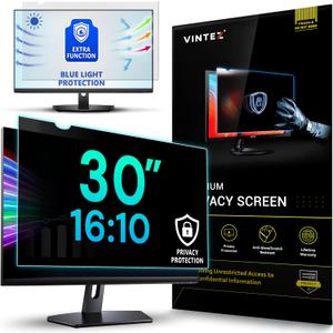 VINTEZ 30 Inch 16:10 Privacy Screen for Computer Monitor and Laptop - Anti Glare Protector Film Blue Light Filter Eye Protection - Computer Screen Privacy Shield, [1 Pack]