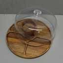 Cake Stand with Lid, Multi-Functional 12in Round Cake Holder, Acacia Wood 2-in-1 Dessert Table Display Set, Charcuterie Board for Cheese ,Fruit Platter, Large Acrylic Cake Dome Cover