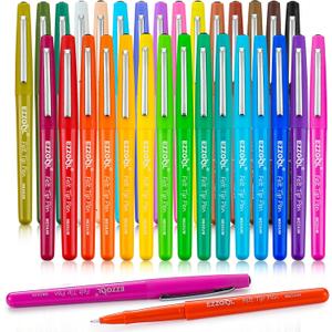 30 Colors Felt Tip Pens, 30 Pack, 0.7mm Premium Medium Fine Point, Felt Tip Markers For Valentines Day Gift Writing, Journal, Planner Coloring, Note Taking, Drawing, Art, School