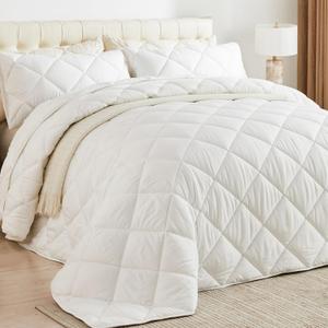 ENJOHOS 132x120 White Oversized King Extra Wide Comforter California King Cool Comforter for Extra Large Bed, Lightweight Breathable Bedding with 2 Matching Pillow Cases