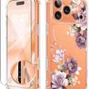 GVIEWIN for iPhone 17 Pro Max Case with Screen Protector, Upgraded [Full Camera Protection] [Non Yellowing] Floral Slim Shockproof Clear Women Phone Cover for iPhone 17 Pro Max 6.9" (Cherry Blossoms)