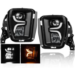 LED Fog Lights with DRL and Turn Signals Fit for Dodge Ram 1500 2013-2018, Pickup Front Driving Fog Lamps Assembly Replacement Kit, DOT Certified, 1 Pair