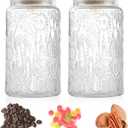 Custde Glass Storage Jars with Airtight Bamboo Lid, 35 FL oz - Decorative Food Canisters for Kitchen Counter, Ideal for Sugar, Coffee, Tea, Candy, Cookies (35oz Large Sunflower)