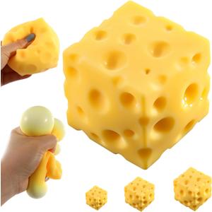 Cheese Squishy,Cheese Block Squeeze Toy,Squishies Stress Relief Fidget Toy,Stocking Stuffer Novelty Gifts for Birthday (2.4 inch)