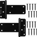 5in T-Strap Shed Door Hinges,2 Pack Heavy Duty Tee Hinge, T-Gate Hinges, Gate Strap Hinges, Black Wrought Hardware for Wooden Fences, Barn Door, Shed Doors (Black, 5 in -2 pcs)