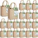 20 Pack Burlap Tote Gift Bags with Handles for Bridesmaid Bachelorette Wedding, 7.9 x 9.8 x 5.9 Inches Buk Reusable Jute Welcome Proposal Bags Baby Shower Wedding Party Supplies(Sage Green)