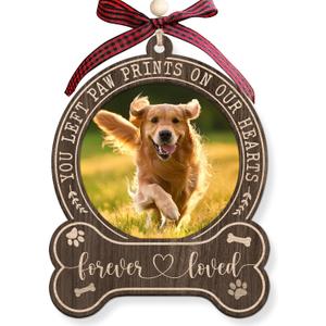 Dog Photo Frame Memorial Ornaments 2026 - Passing Away, Remembrance, Memorial Gifts for Loss of Dog - Pet Loss, Pet Sympathy, Forever Loved Personalized Picture Gift (Dog With Bone)