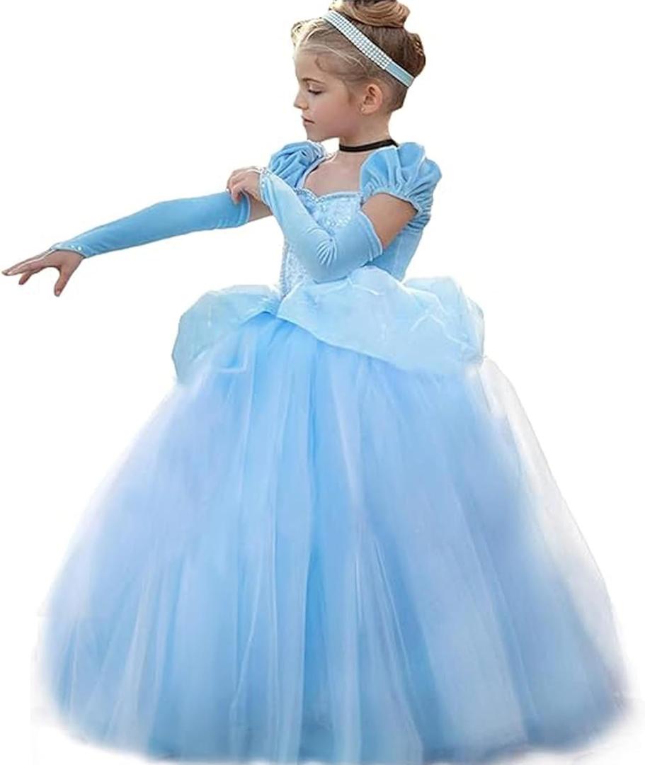 Princess Belle Dress up Halloween Fairy Costume for Toddler Girls, Special Occasion Dresses Birthday Party, Yellow (2-3T, Cinderella)