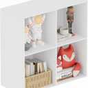 Book Shelf, Wooden Cube Storage Organizer with 11" Open Cubes, Stackable Modular Bookcase for Room Divider Storage, 2 Tier Bookshelf for Living Room, Bedroom, Office (White, 4-Cube)
