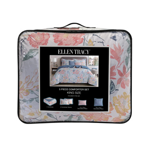 Ellen Tracy 5 Piece Comforter Set 100% Full / Queen Floral