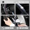3D Premium Skin-Feel Leather Car Steering Wheel Cover, Anti-Slip Breathable Soft Slim Design, Universal 15 inch, Black with Orange (Round-Medium[14.5''-15''])