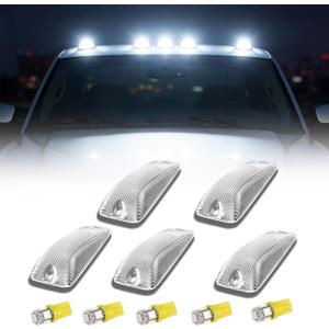 LED Cab Lights for 1988-2002 Chevy GMC C/K 1500 2500 3500 Suburban Yukon Chevy Tahoe Clear Lens White lights Roof Top Marker Running Lights 5Pcs