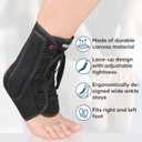 Ankle Brace for Sprained Ankle, Lace up Ankle Brace with 1Pair Metal and Plastic Support Bars, Ankle Stabilizer Brace for Men Women, Achilles Tendon Support Brace for Left Right, S