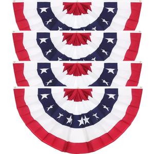 3 x 6 Ft American Pleated Fan Flag, USA Patriotic Half Fan Bunting Flag, Bunting Flags Outdoor 4th of July Decoration FlagS (Set of 4)