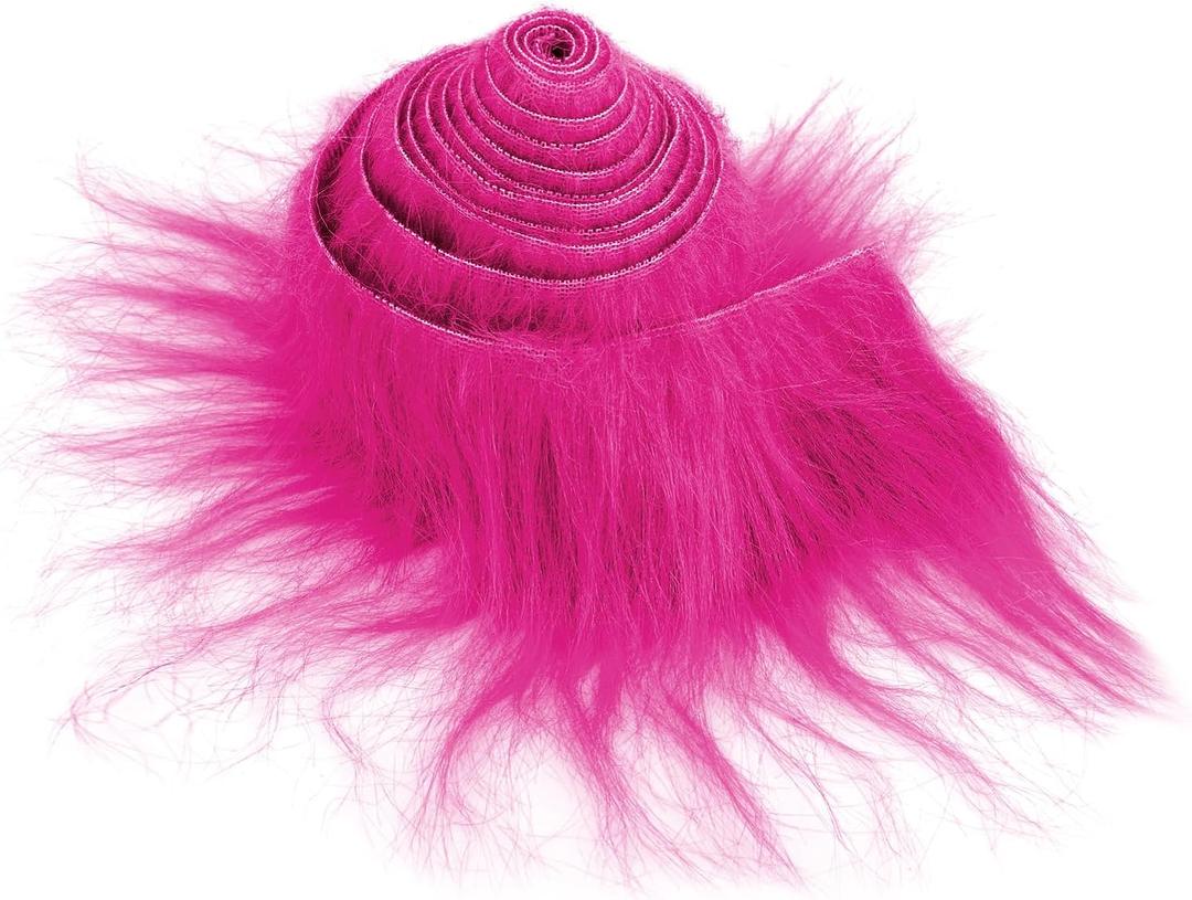 Faux Fur Fabric Precut Fur Strips 2x60inch Hot Pink Fur Fluffy Fuzzy Craft Furs for Gnomes Beard Santa Claus Hair Dwarf Cosplay Costume DIY Craft Christmas Decoration