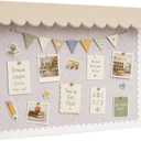 Scalloped Bulletin Board 24"x31.5", Decorative Felt Pin Board, Cream | with Wavy Roof and Border, Self Adhesive Hook and Loop Mounting, Bulletin Board for Classroom, School, Office, Home, 32" x 24"