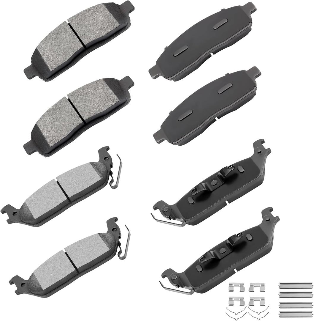 cciyu D1083 D1012 8pcs Front & Rear Ceramic Brake Pads Kits 2005-2008 For Ford For F-150[All Models];2004 For Ford For F-150[New Body Style];2006-2008 For Lincoln For Mark LT[All Models]