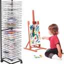 GENMOUS Art Drying Rack, Metal Painting Drying Rack with 30 Removable Shelves, Art Storage Rack with Lockable Wheels for Art Studio Classroom School, 47.2 10.8 12 Inches