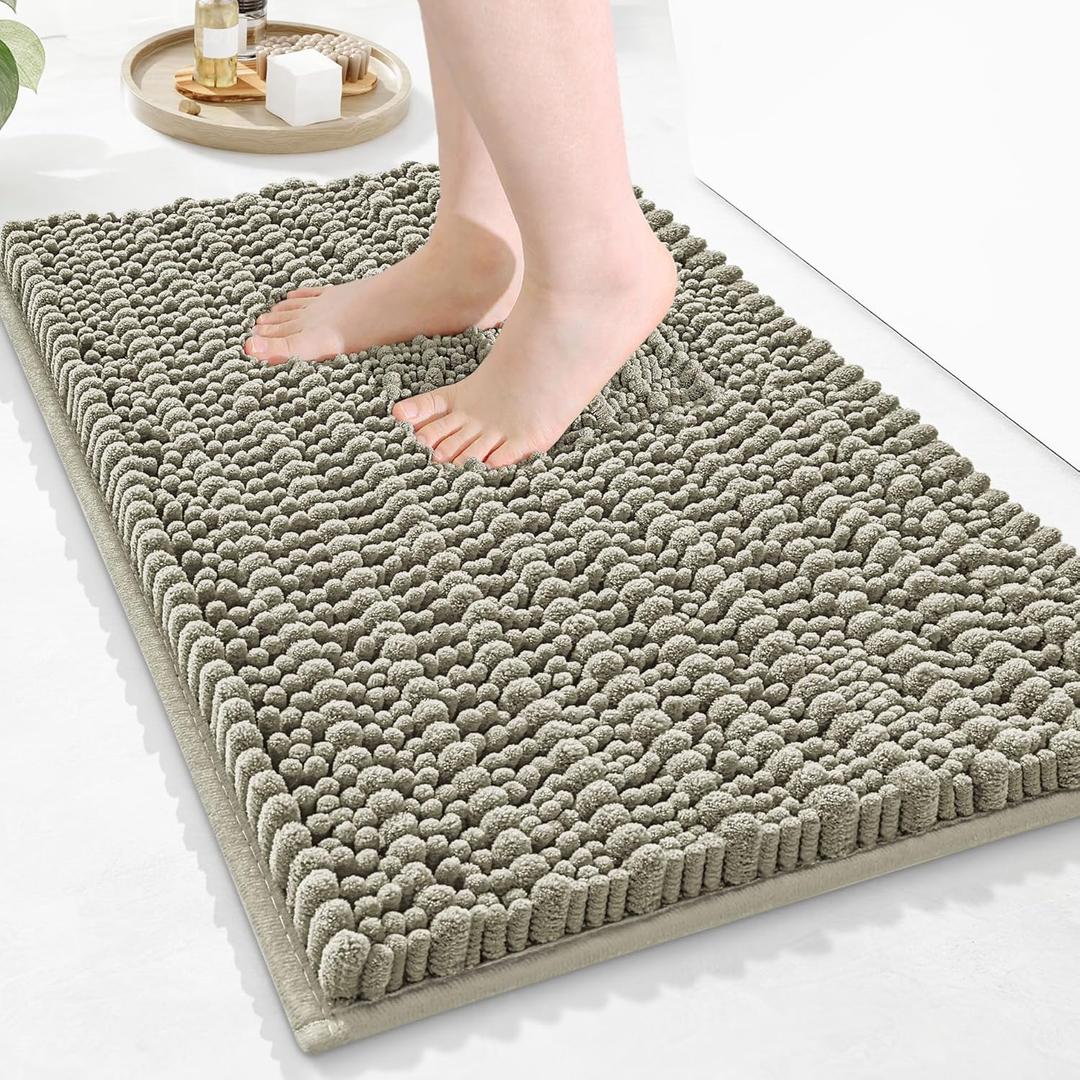 Arotive Luxury Bathroom Rugs 24x16, Extra Soft Thick Absorbent Shaggy Chenille Bath Rugs, Non-Slip Machine Wash Dry, Bath Mats for Bathroom Floor, Tub and Shower, Home Decor Accessories, Warm Taupe