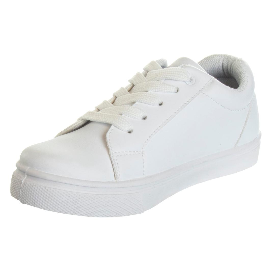 Boys Girls Shoes -Unisex Athletic Casual Dress Kids School Uniform Loafer Oxford Canvas Tennis Sneakers, White (Little Kid/Big Kid, Size 1)