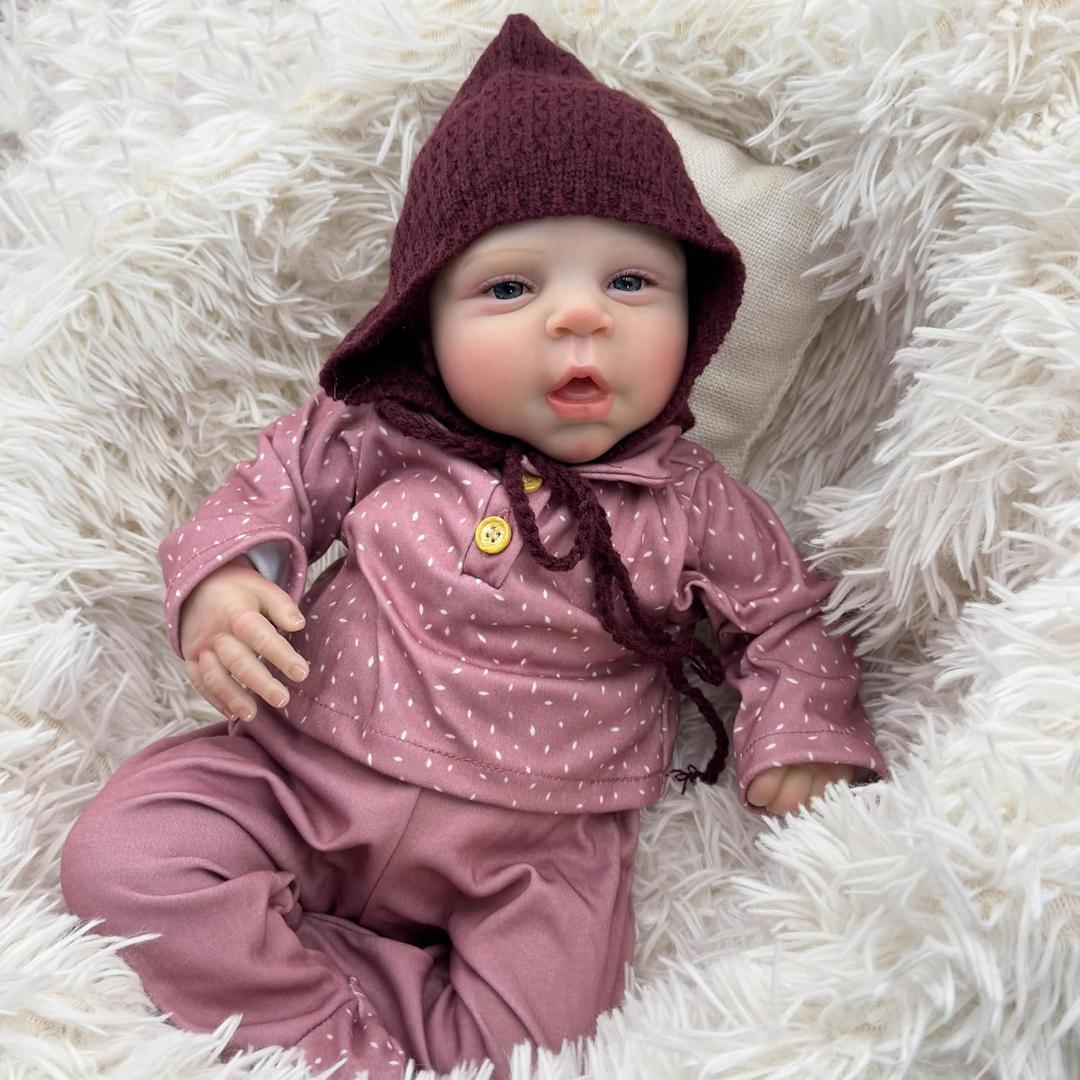 iCradle Lovely Reborn Baby Dolls Eyes Opened 19 inch 48 cm Real Awake Baby Realistic Newborn Baby Dolls Soft Cloth Body Adorable Real Life Baby Doll Toy for Kids Age 3+