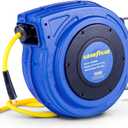Goodyear Air Hose Reel Retractable 3/8" Inch x 65' Feet Premium Commercial Flex Hybrid Polymer Hose Max 300 Psi Heavy Duty Spring Driven Polypropylene Construction w/Lead-in Hose and PVC Handle (Blue)