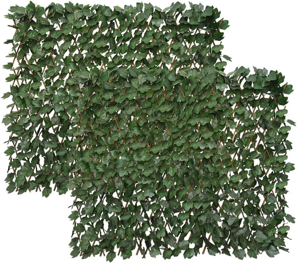 Expandable Fence Privacy Screen for Balcony Patio Outdoor,Decorative Faux Ivy Fencing Panel,Artificial Hedges (Single Sided Leaves)