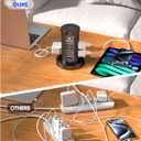 Power Strip Tower, kakyanill Surge Protector Tower 10 AC Outlets 8 USB (4 USB C), 6 Ft Retractable Extension Cord, Charging Station for Office Dorm Room, Black